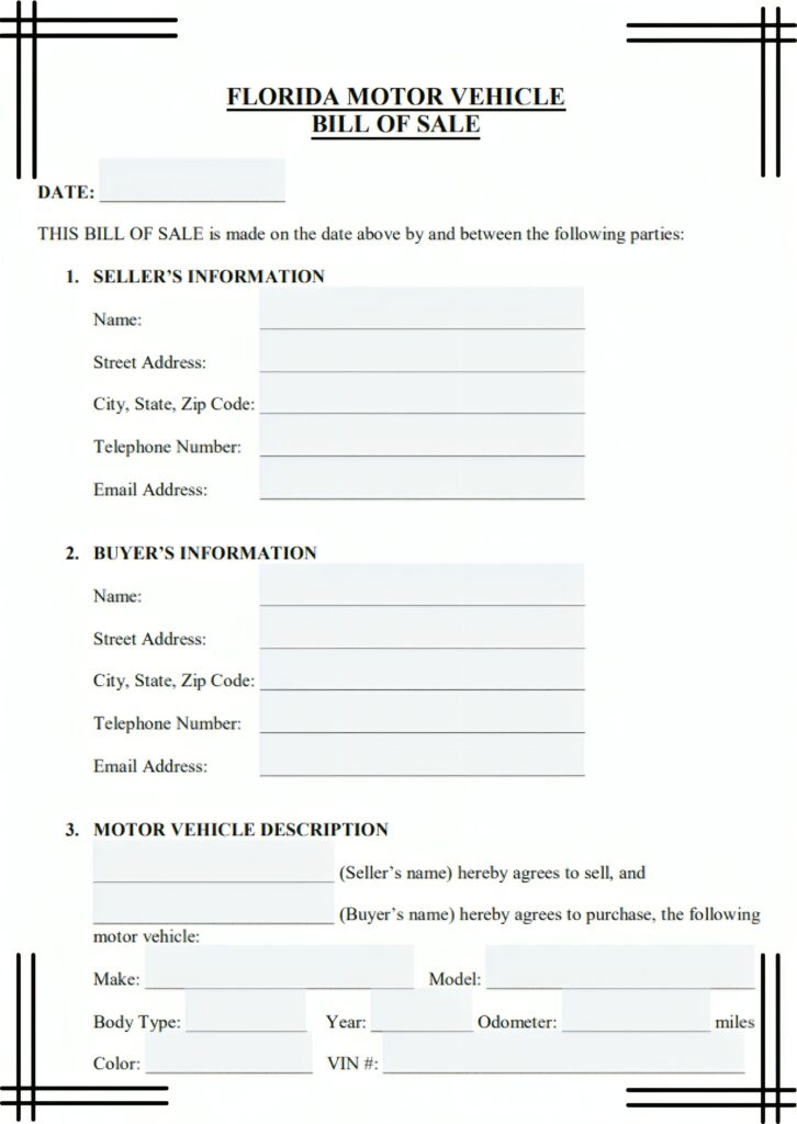 Florida Automobile Bill of Sale PDF