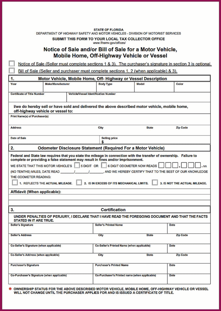 Florida Bill of Sale PDF