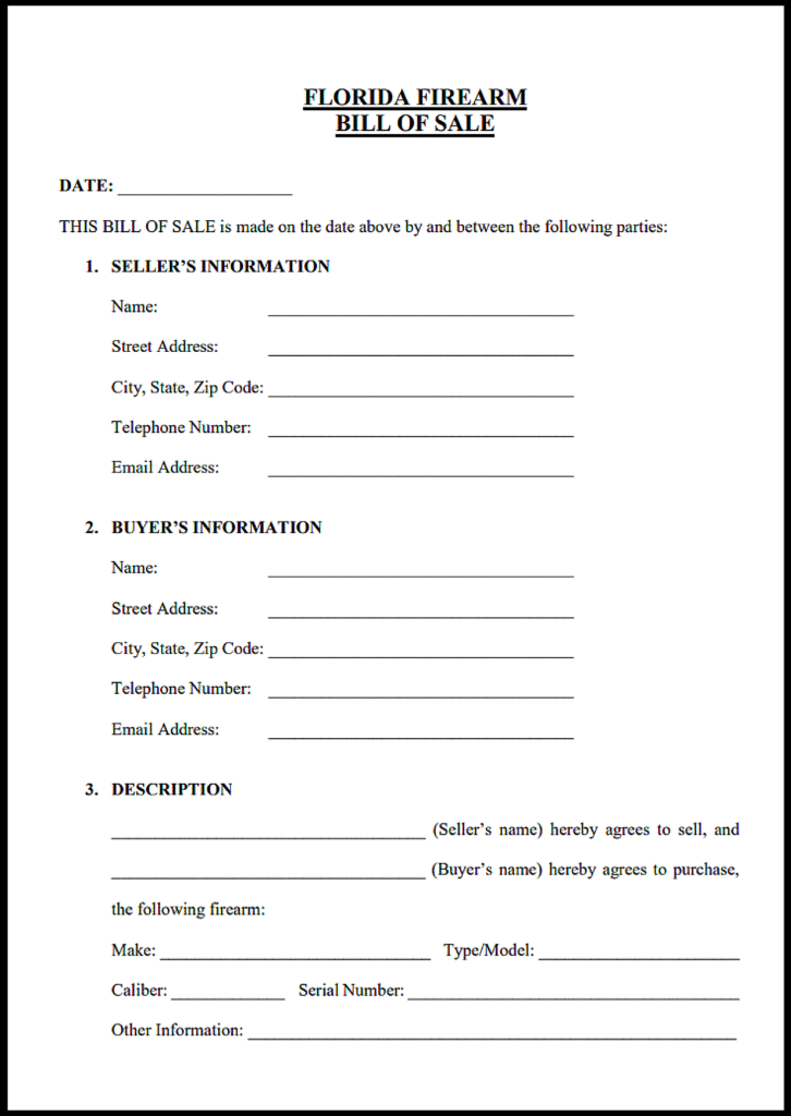 Simple Florida Firearm Bill of Sale​